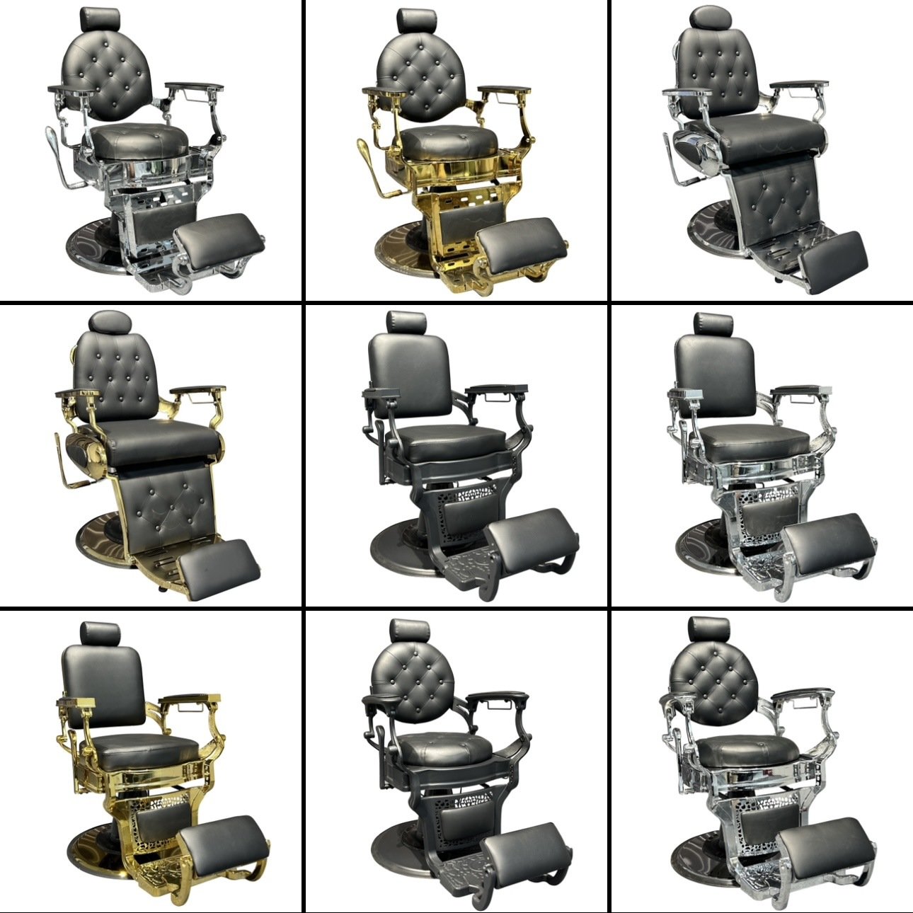 Fashion Gold Red Classic Black Vintage Belmont Barber Chair Hydraulic Pump Reclining Chair Barber For Hair Salon