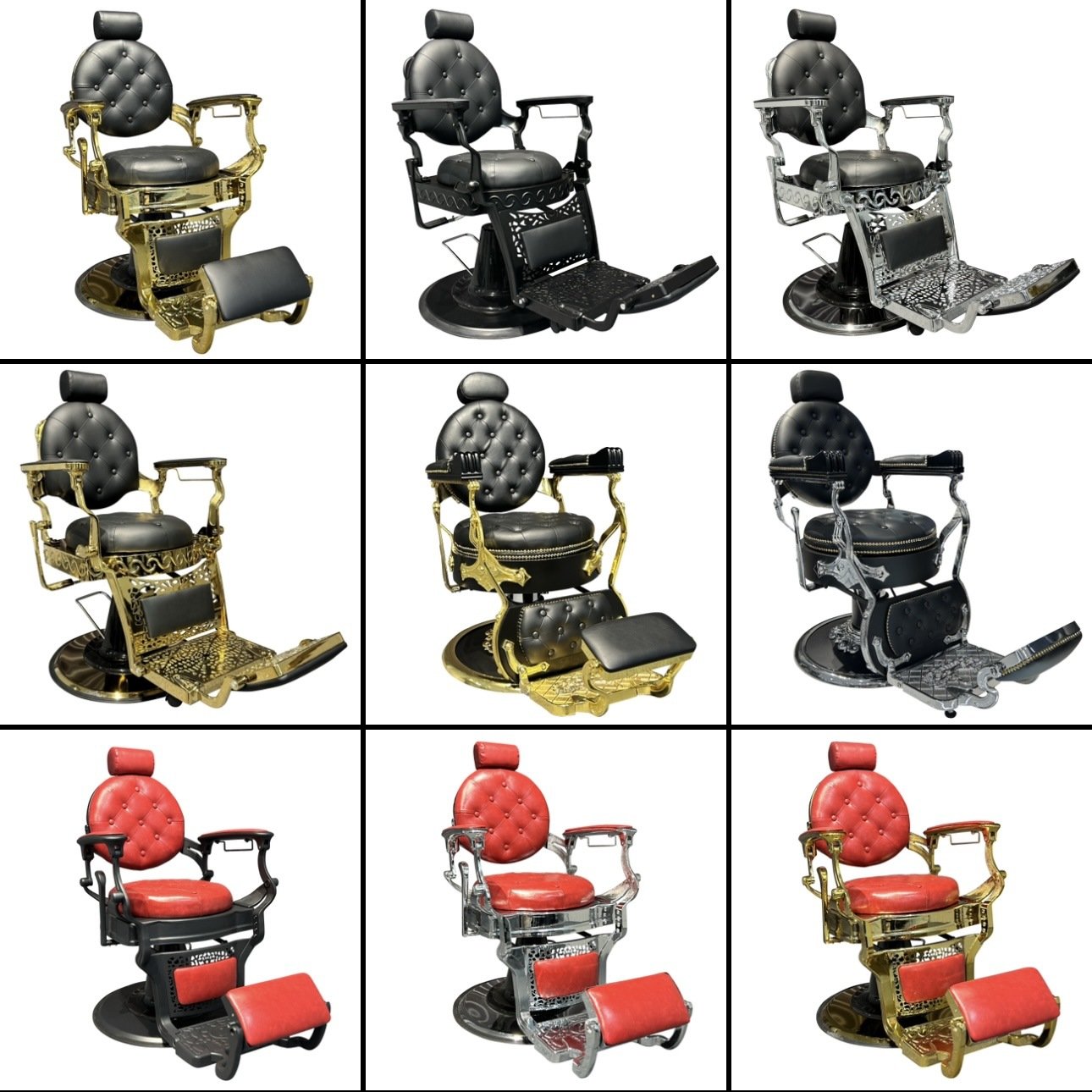 Fashion Gold Red Classic Black Vintage Belmont Barber Chair Hydraulic Pump Reclining Chair Barber For Hair Salon
