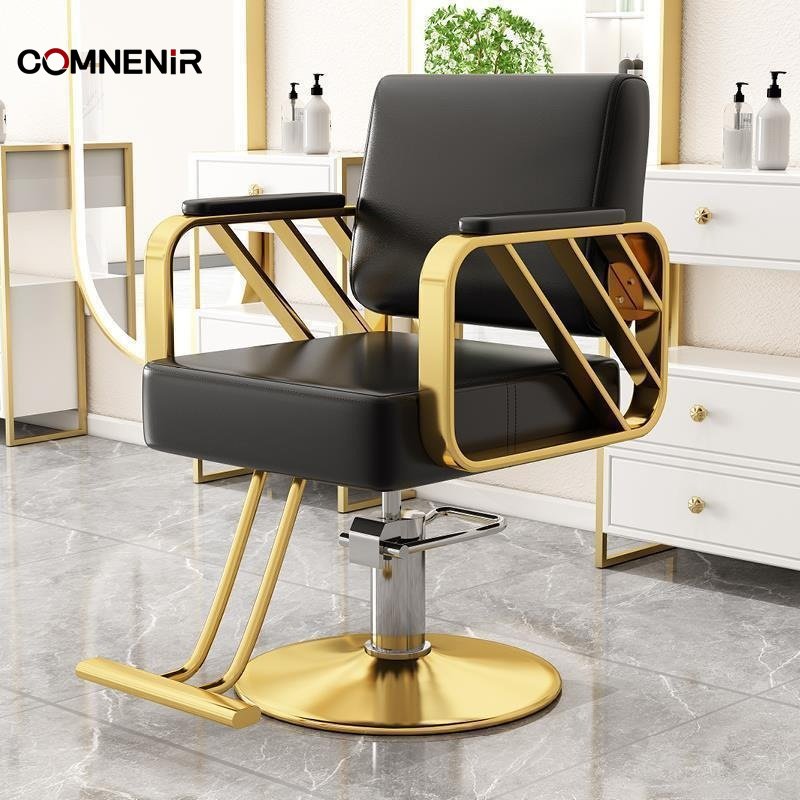 Vintage Black Barber Chair Heavy-Duty Antique Hair Salon Equipment Custom Cheap Hairdressing Furniture