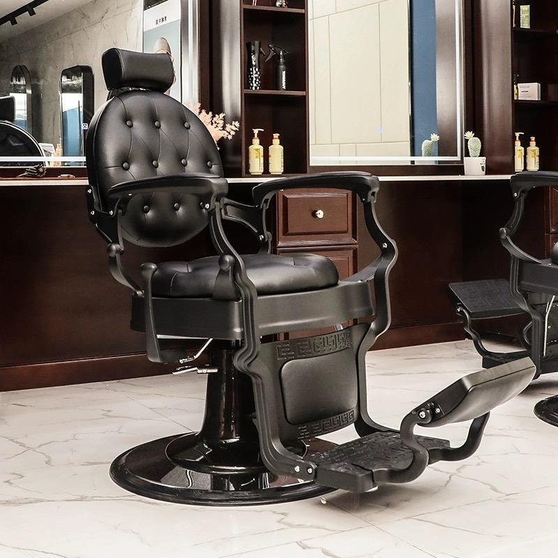 Professional vintage hairdressing saloon salon furniture durable barbershop brown white gold green grey washing barber chair