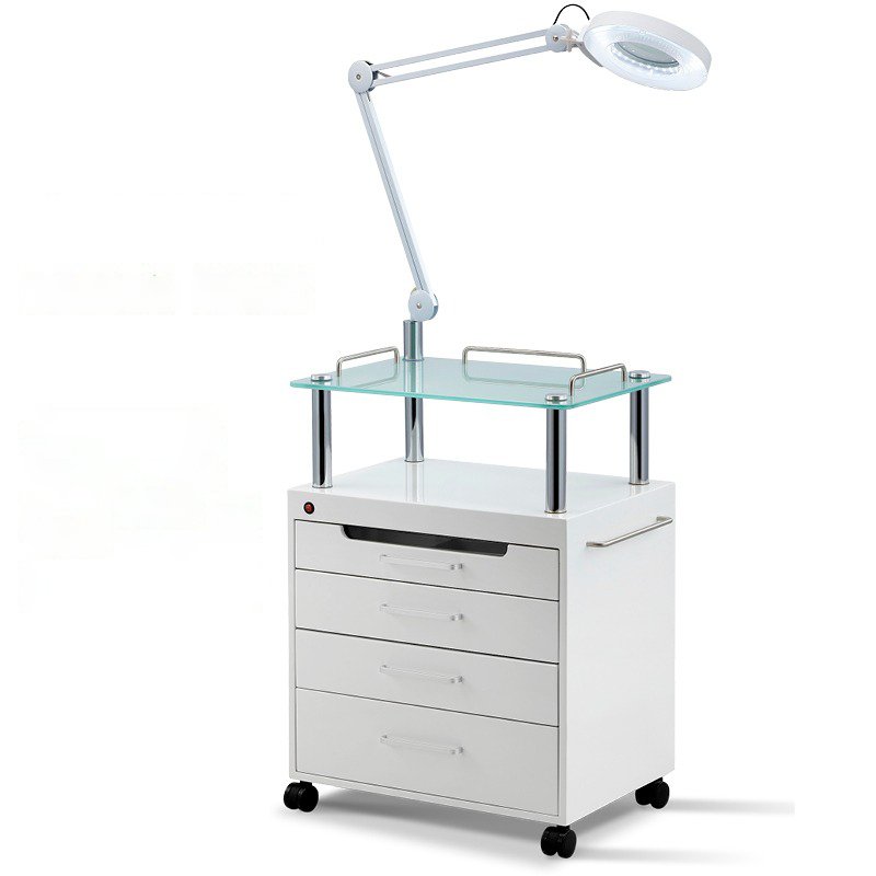 Wholesale Popular beauty makeup salon cart 4 tiers Cart Beauty Sturdy Salon Trolley with LED Cold Light