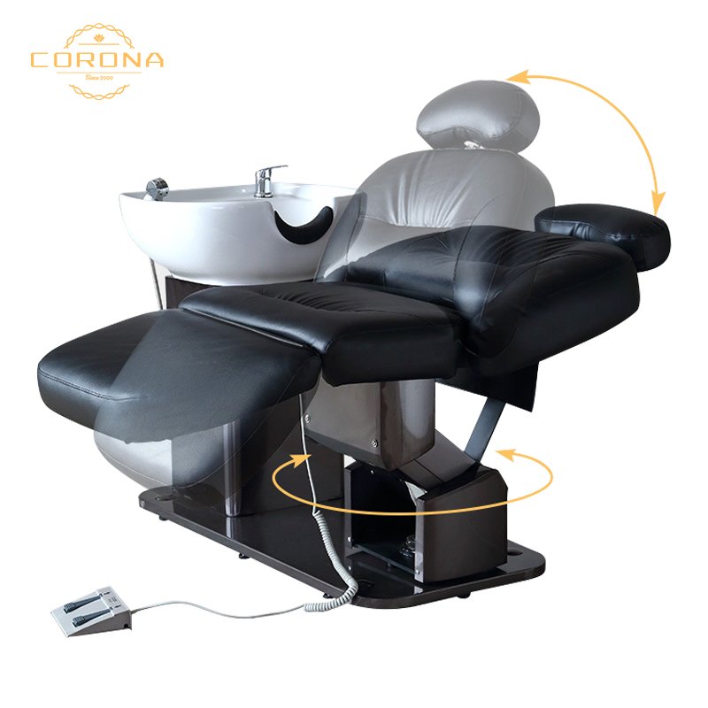Luxury Reclining Lay Down Hair Washing Chair Electric Shampoo Chair For Salon
