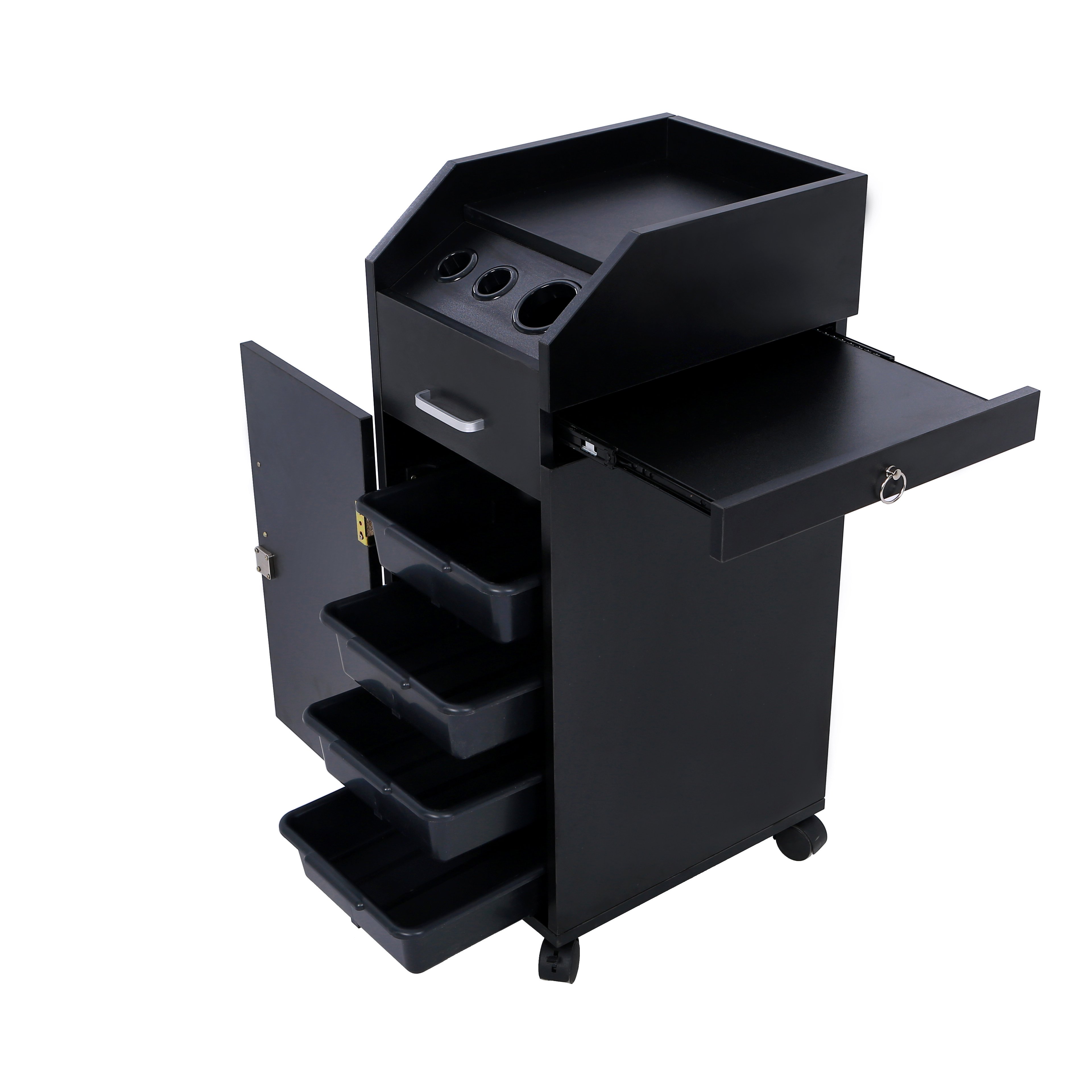 beauty hairdressing accessory hair dryer scissors 360 degree wholesale cheap barber shop salon trolley