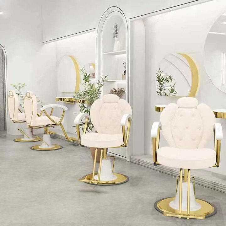New Design Cream Color Hot Sale Modern Barber Salon Styling Chair Hairdressing Chair Saloon Chairs For Beauty Salon