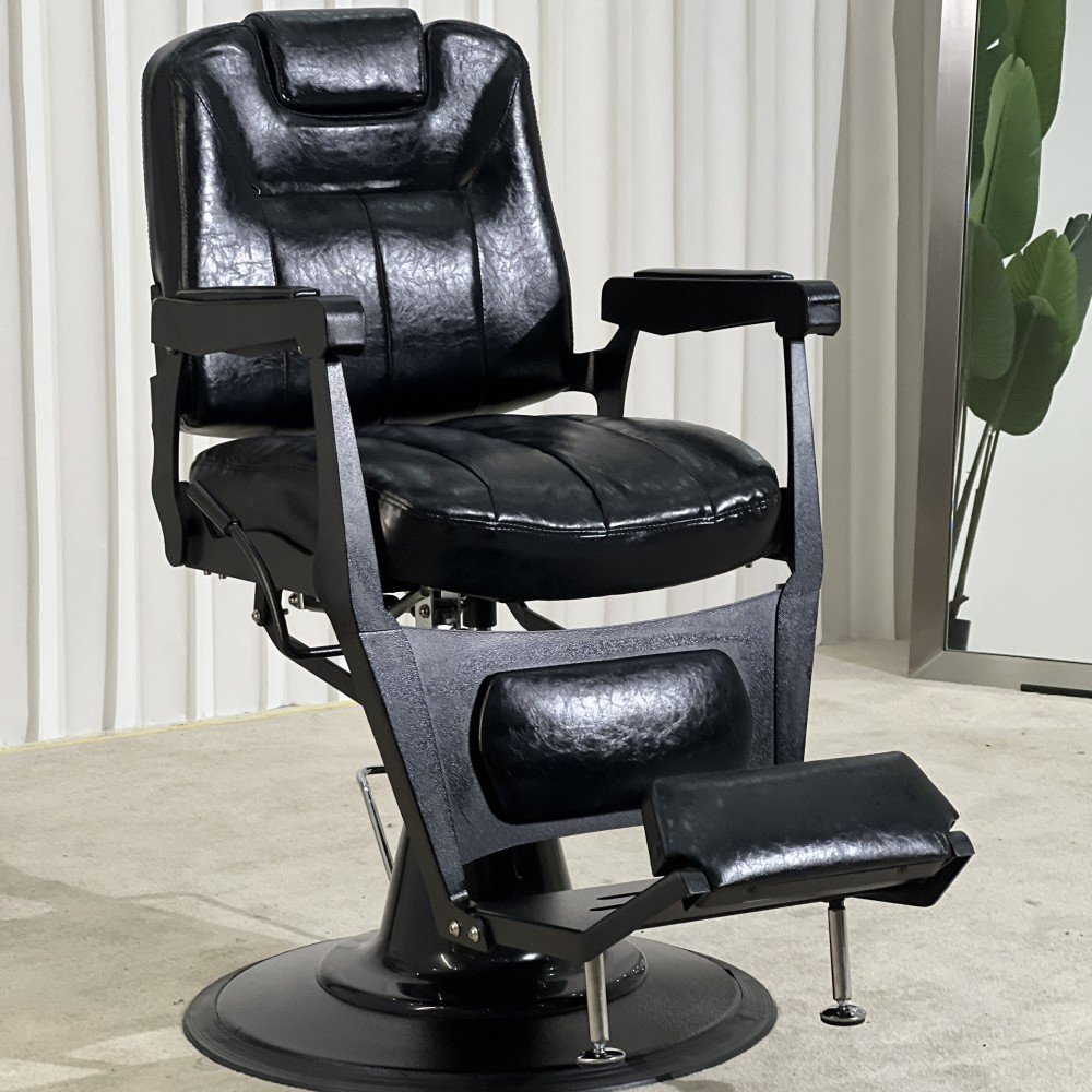 Saloon Barber Shaving Chair Reclining Rotatable Hair Salon Barber Chair For Men Back Retractable Headrest For Barber Shop
