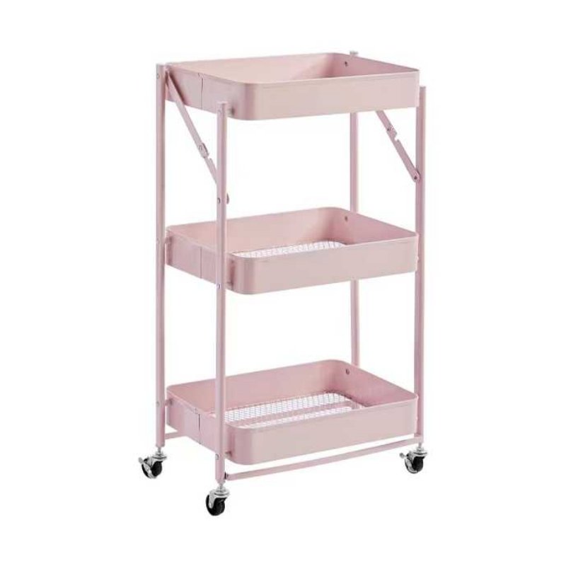 Factory Wholesale Durable Metal Kitchen Trolley Cheap Space-Saving Metal Cart Foldable Kitchen Organizer Salon Trolley