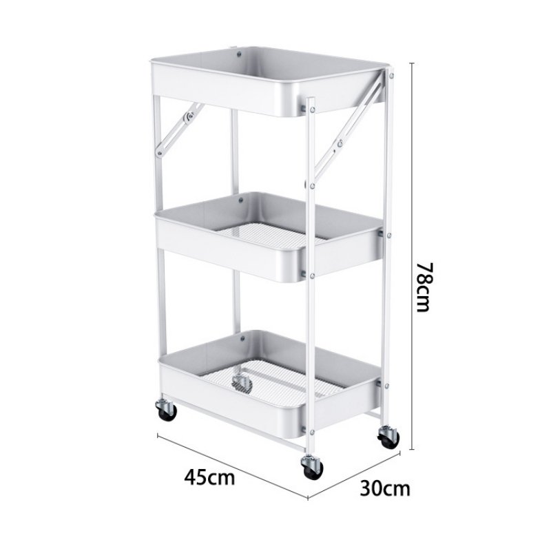Factory Wholesale Durable Metal Kitchen Trolley Cheap Space-Saving Metal Cart Foldable Kitchen Organizer Salon Trolley