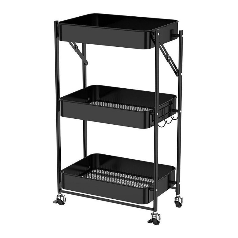 Factory Wholesale Durable Metal Kitchen Trolley Cheap Space-Saving Metal Cart Foldable Kitchen Organizer Salon Trolley