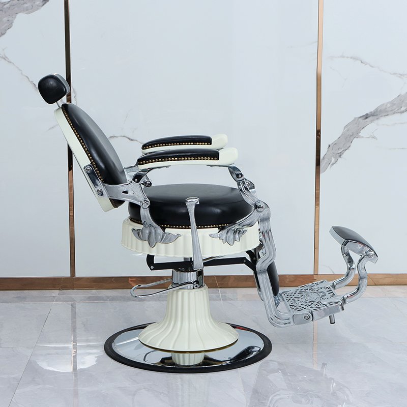 Jincheng reclining hydraulic pump antique black salon chair men's barber chair luxury classic hair salon furniture