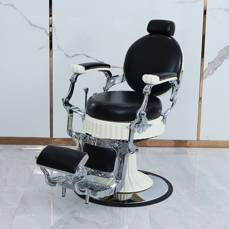 Jincheng reclining hydraulic pump antique black salon chair men's barber chair luxury classic hair salon furniture