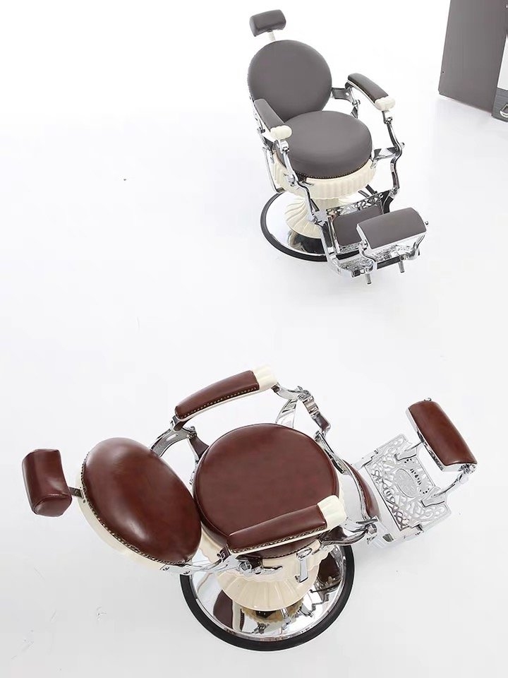 Jincheng reclining hydraulic pump antique black salon chair men's barber chair luxury classic hair salon furniture
