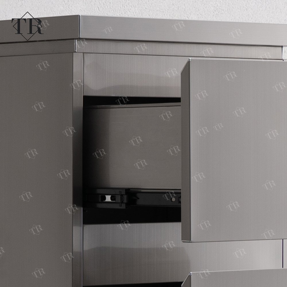 Turri Luxury Stainless Steel Single Sided Hairdresser Cabinet With Hair Dryer Frame And 3 Extraction Hairdressing Tool Cabinet