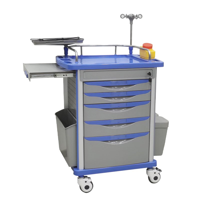 Hospital Mobile Drawers Medical Nursing Treatment Trolley Cart With The Table Is Formed By ABS Mold