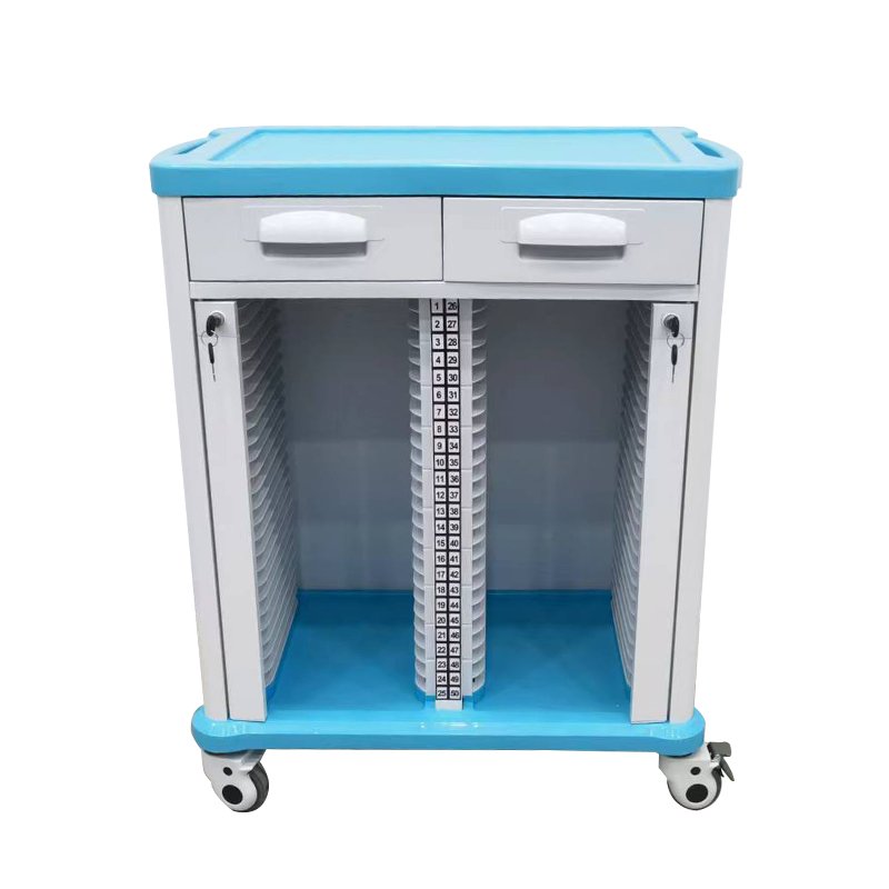 Hospital Mobile Drawers Medical Nursing Treatment Trolley Cart With The Table Is Formed By ABS Mold