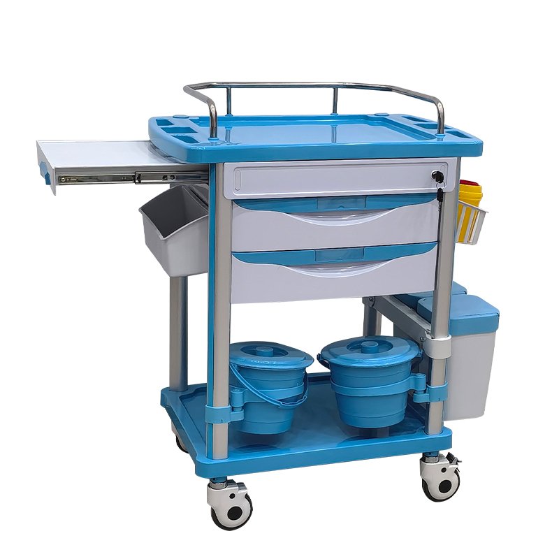 Hospital Mobile Drawers Medical Nursing Treatment Trolley Cart With The Table Is Formed By ABS Mold
