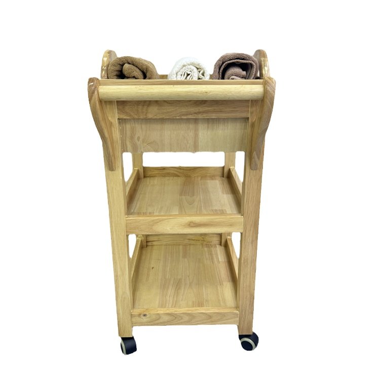 Multi Functional Wood Trolley Cart Beauty Salon Barber Shop Furniture Facial Care Shelf Wood Beauty Tool