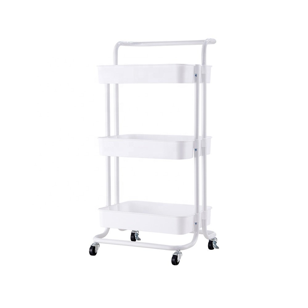 Movable Organizer Hair Salon Trolley Cart Kitchen Rack Storage Shelf 3 Layer Snack Vegetable Rolling Cart Trolley With Wheels