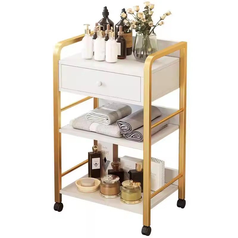 Latest Design Salon Furniture Gold Salon Trolley Removable Beauty Trolley Makeup Storage Trolley