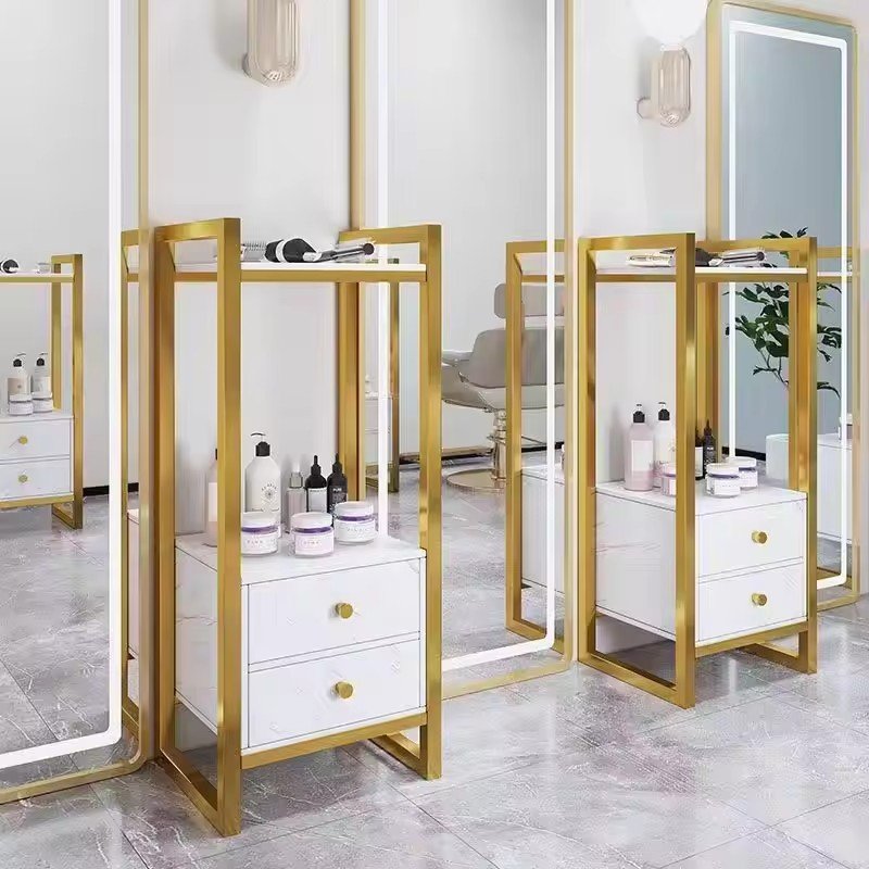 Latest Design Salon Furniture Gold Salon Trolley Removable Beauty Trolley Makeup Storage Trolley