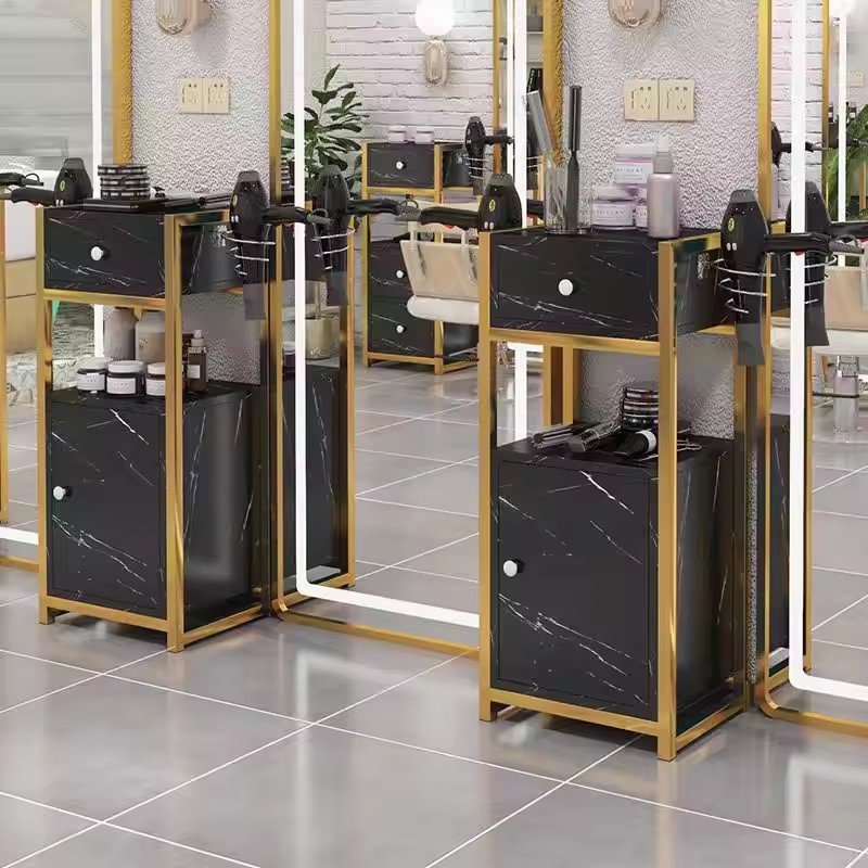 Latest Design Salon Furniture Gold Salon Trolley Removable Beauty Trolley Makeup Storage Trolley
