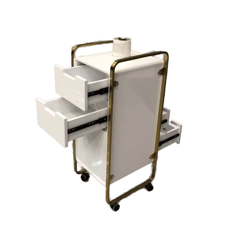 Wholesale Barber Sop Furniture Stainless Steel Styling Salon Tool Beauty Hair Salon Side Trolley with wheels and Drawers