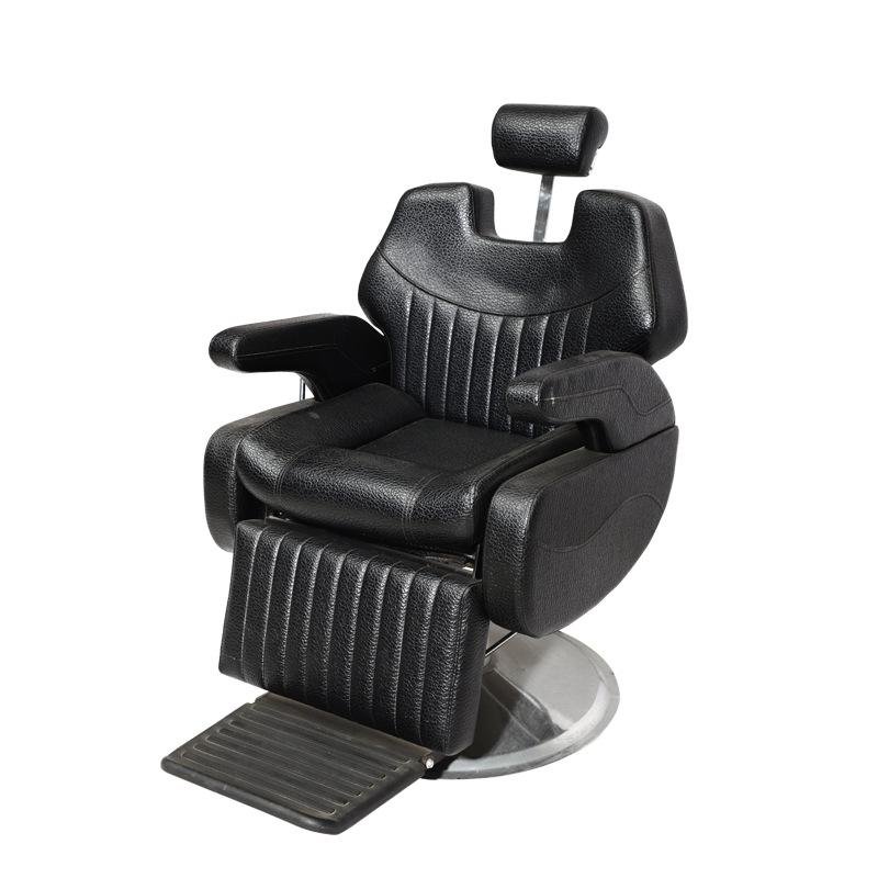 Modern Luxury Hydraulic Professional Barber Chair for Men Black Leather Barbershop Hair Salon Furniture Made of Metal