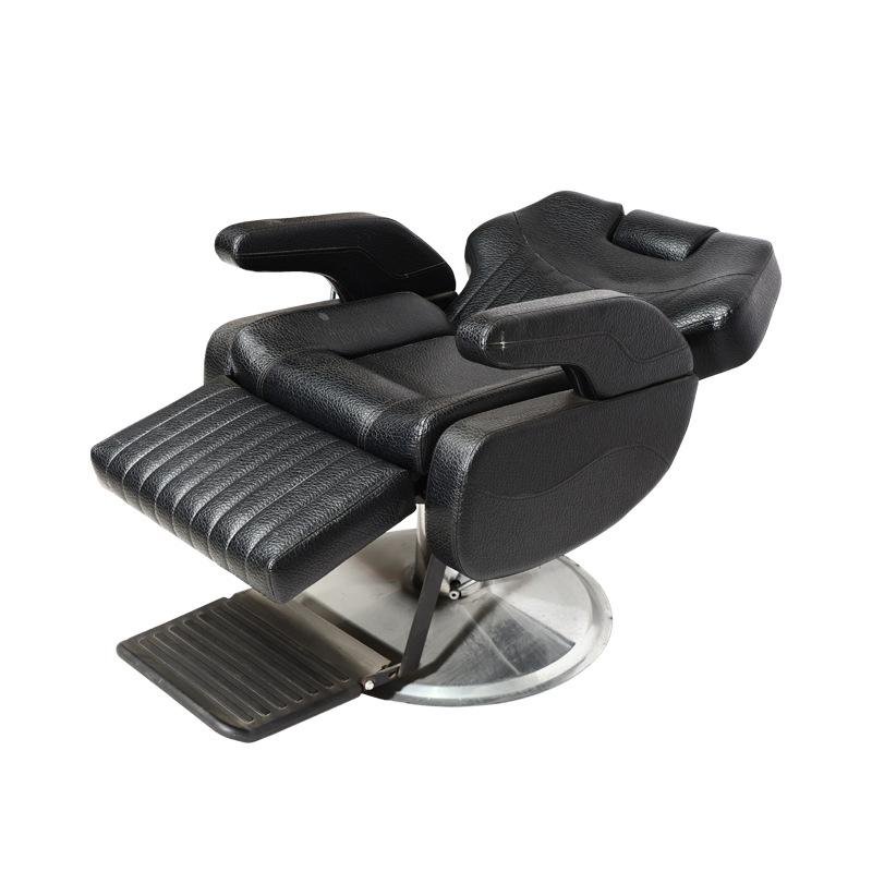 Modern Luxury Hydraulic Professional Barber Chair for Men Black Leather Barbershop Hair Salon Furniture Made of Metal