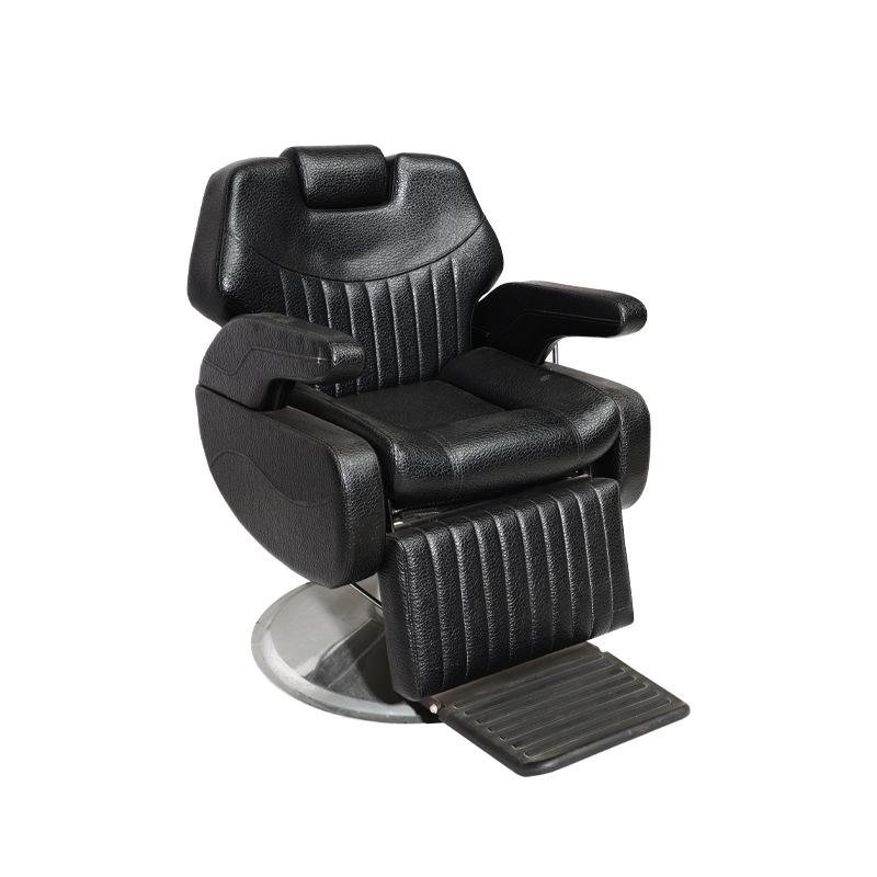Modern Luxury Hydraulic Professional Barber Chair for Men Black Leather Barbershop Hair Salon Furniture Made of Metal