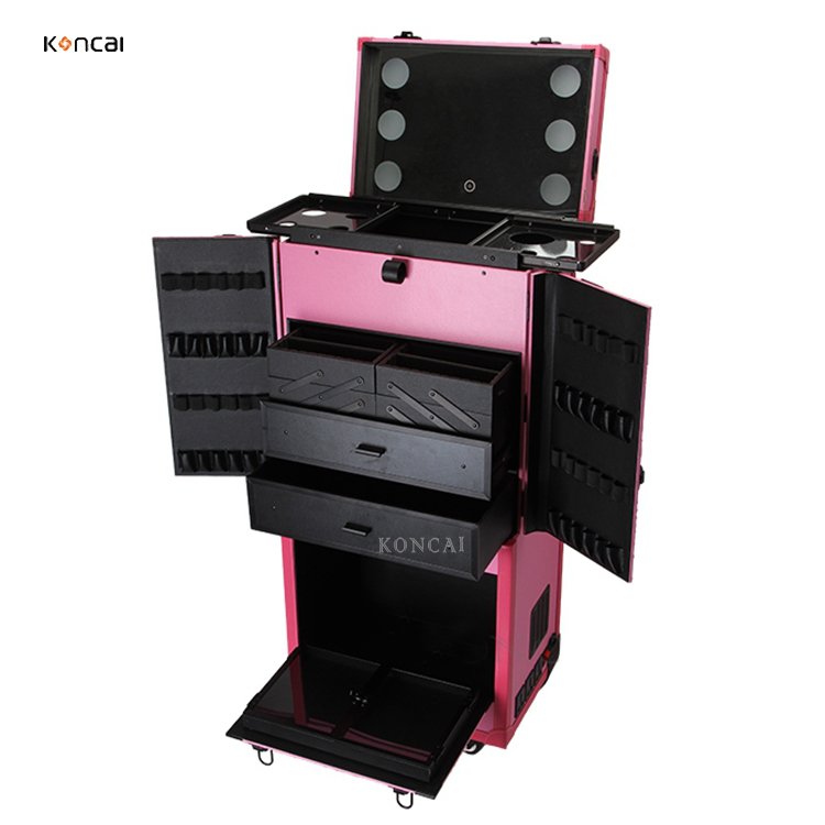 FAMA factory Trolley beauty case makeup stations with lighted mirror