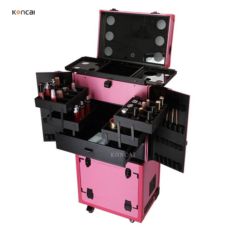 FAMA factory Trolley beauty case makeup stations with lighted mirror