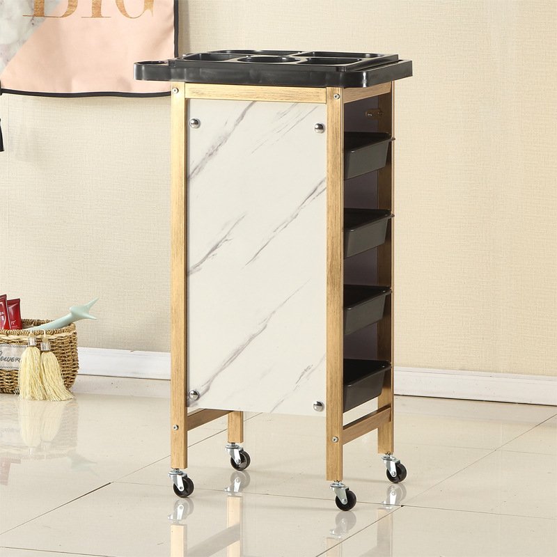 Simple Design Bedroom Furniture Leather Cover Wooden Dresser Stainless Steel Dressing Table