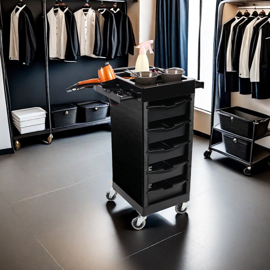 barber Salon Supplies barber Trolley Black ABS Practical Beauty Cart