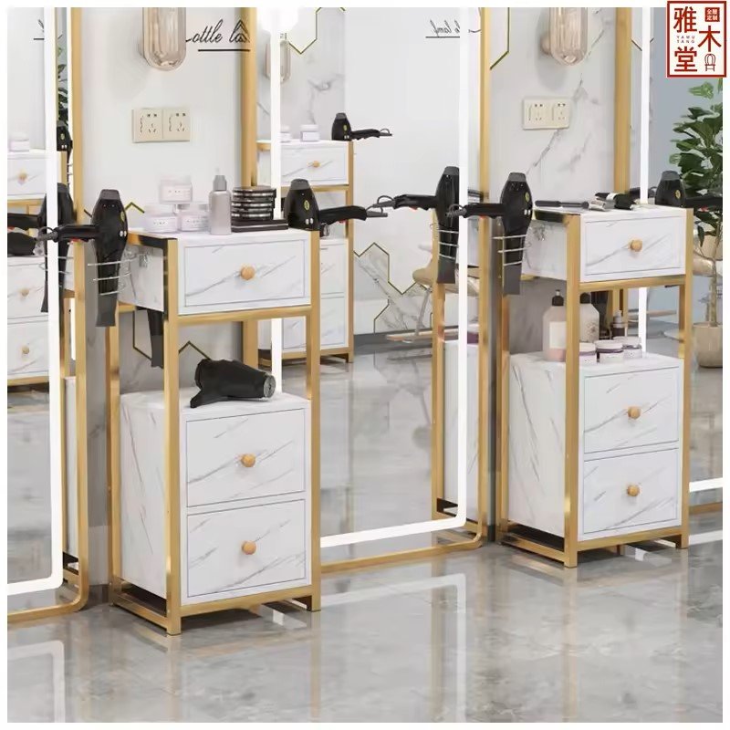 High-quality Barber Sop Furniture Stainless Steel Styling Beauty Salon Tool Hair Salon Side Trolley with wheels and Drawers