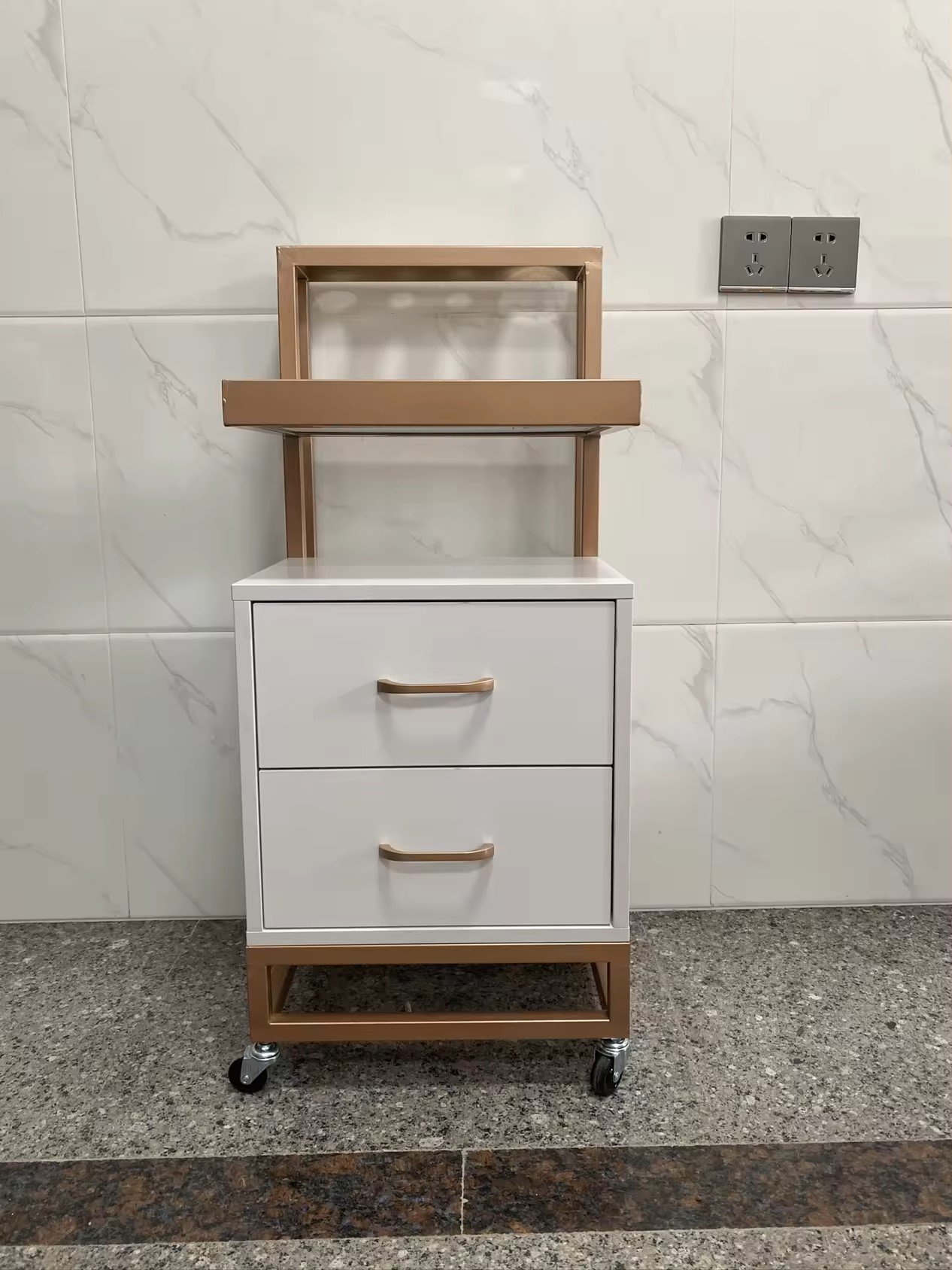 High-quality Barber Sop Furniture Stainless Steel Styling Beauty Salon Tool Hair Salon Side Trolley with wheels and Drawers