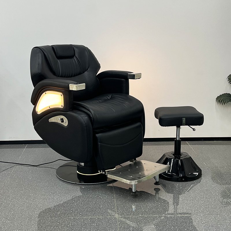 High quality electric barber chair with light, electric backrest, customizable color, high load-bearing for barber shop