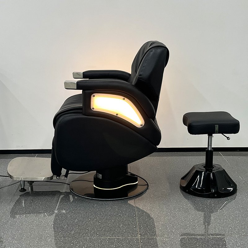 High quality electric barber chair with light, electric backrest, customizable color, high load-bearing for barber shop