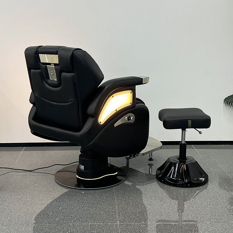 High quality electric barber chair with light, electric backrest, customizable color, high load-bearing for barber shop
