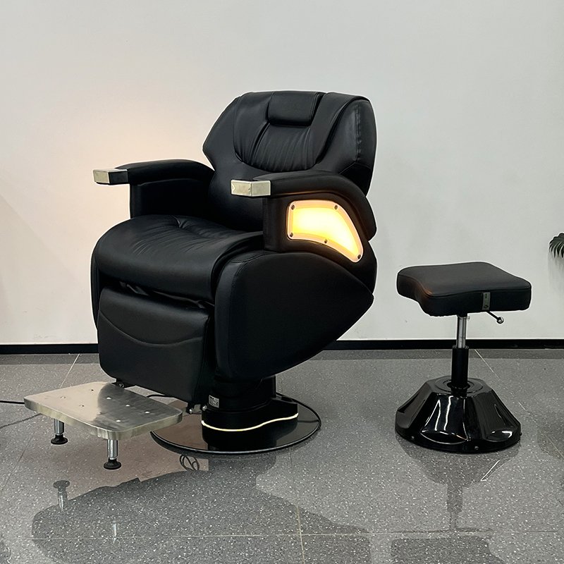 High quality electric barber chair with light, electric backrest, customizable color, high load-bearing for barber shop