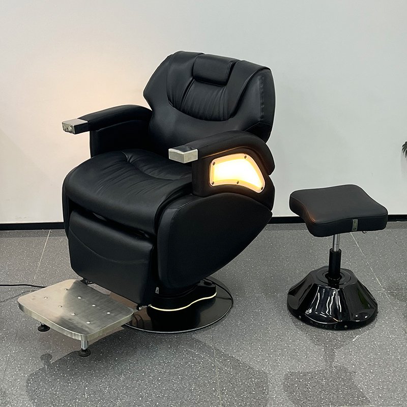 High quality electric barber chair with light, electric backrest, customizable color, high load-bearing for barber shop