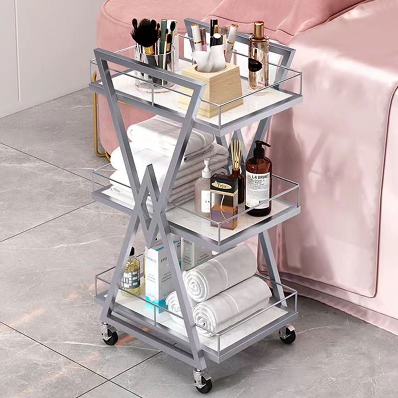 Cheap Gold And White Metal Foldable Beauty Hair Hairdressing Cart Spa Salon Trolley