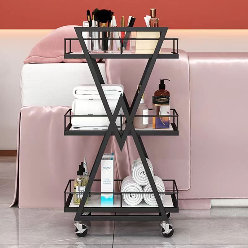Cheap Gold And White Metal Foldable Beauty Hair Hairdressing Cart Spa Salon Trolley