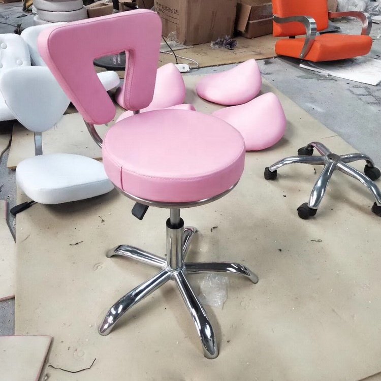 Kisen Wholesale gold lifting barbershop furniture salon fiberglass chair with stool chair salon on sale