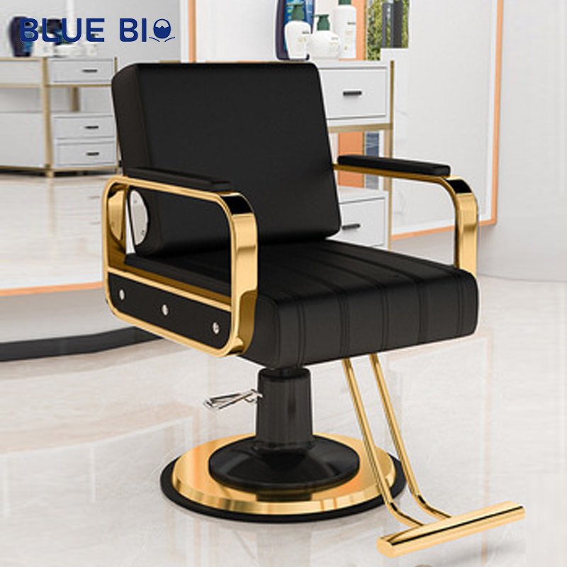 Luxurious Classic Black Square Beauty Styling Barber Waiting Chair Adjustable Rotating Hair Salon Chair