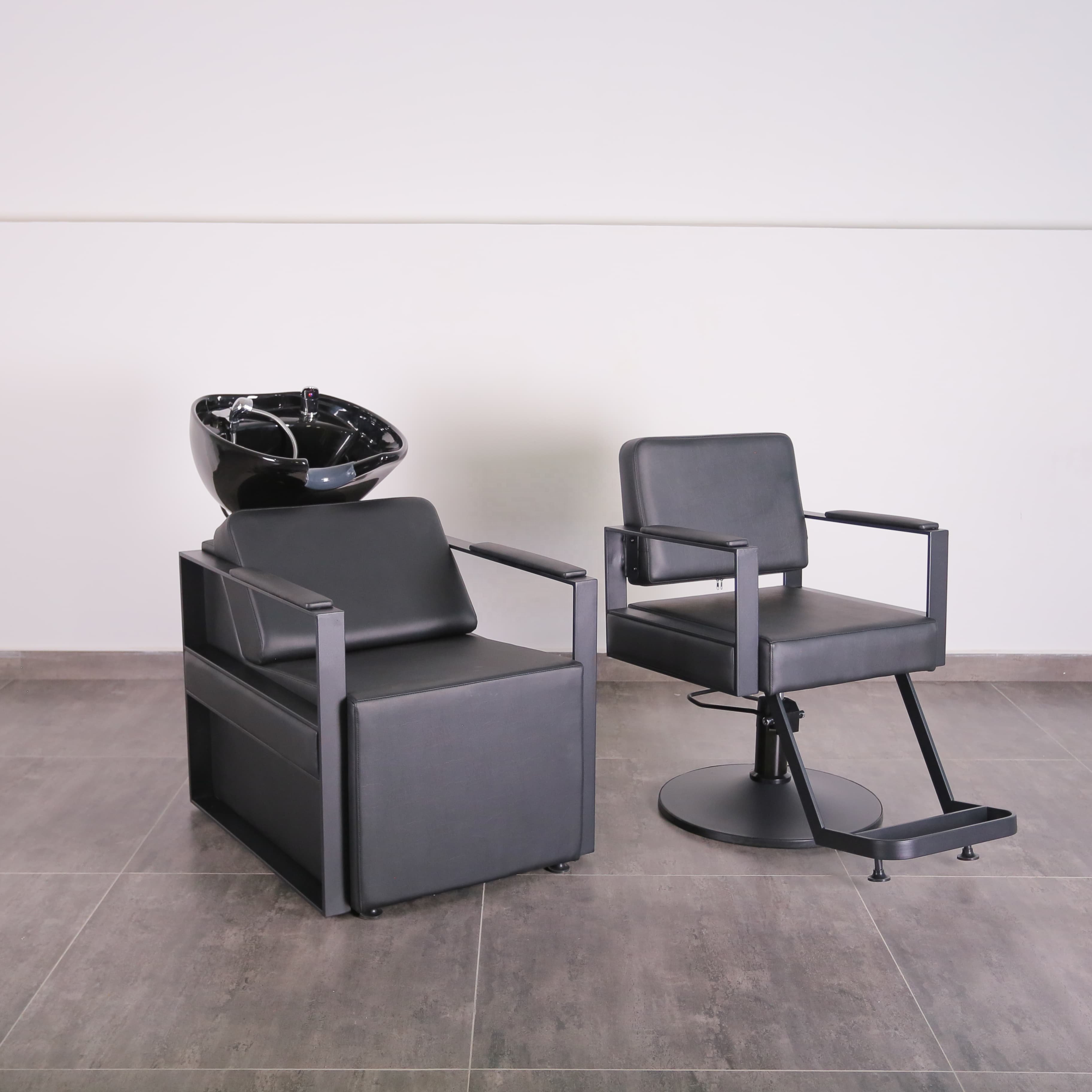 Factory Barber Supplies Furniture Salon Equipment Hair Styling Chair Barbershop Whole Set Black Salon Barber Hair Chair