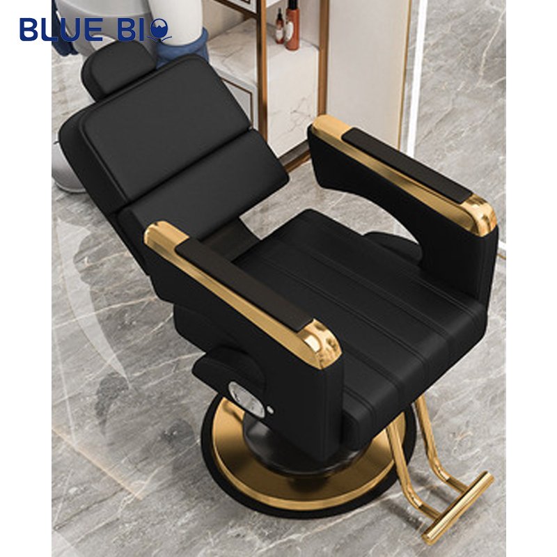 Profesional Reclining Hair Cut Hairdressing Adjustable Chair Silver Armrest Luxury Salon Barber Chair For Men
