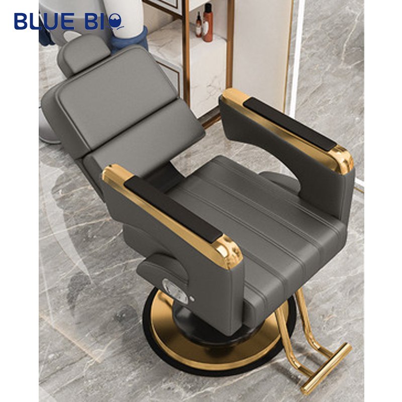 Profesional Reclining Hair Cut Hairdressing Adjustable Chair Silver Armrest Luxury Salon Barber Chair For Men