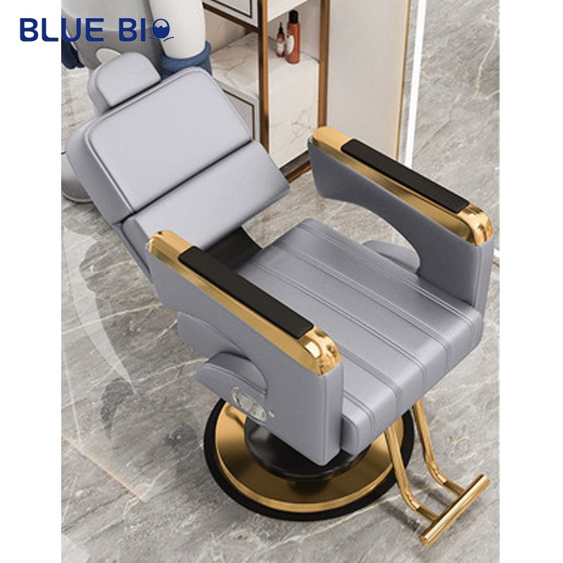 Profesional Reclining Hair Cut Hairdressing Adjustable Chair Silver Armrest Luxury Salon Barber Chair For Men