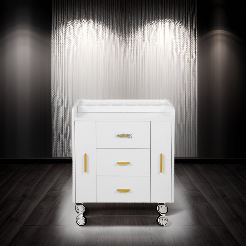 Modern Salon Furniture Nail Shop Same Electroplating Process Bottom Roller Design High Grade Nail Trolley