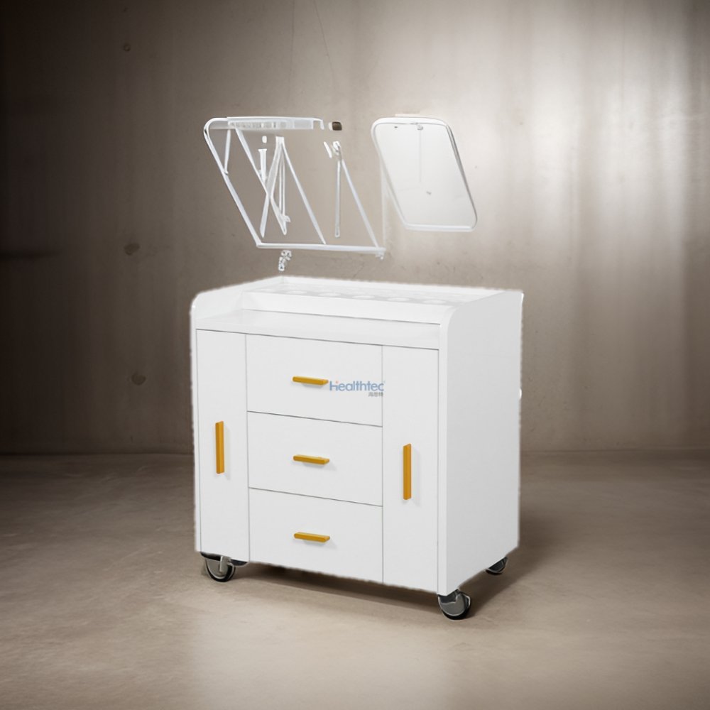 Modern Salon Furniture Nail Shop Same Electroplating Process Bottom Roller Design High Grade Nail Trolley