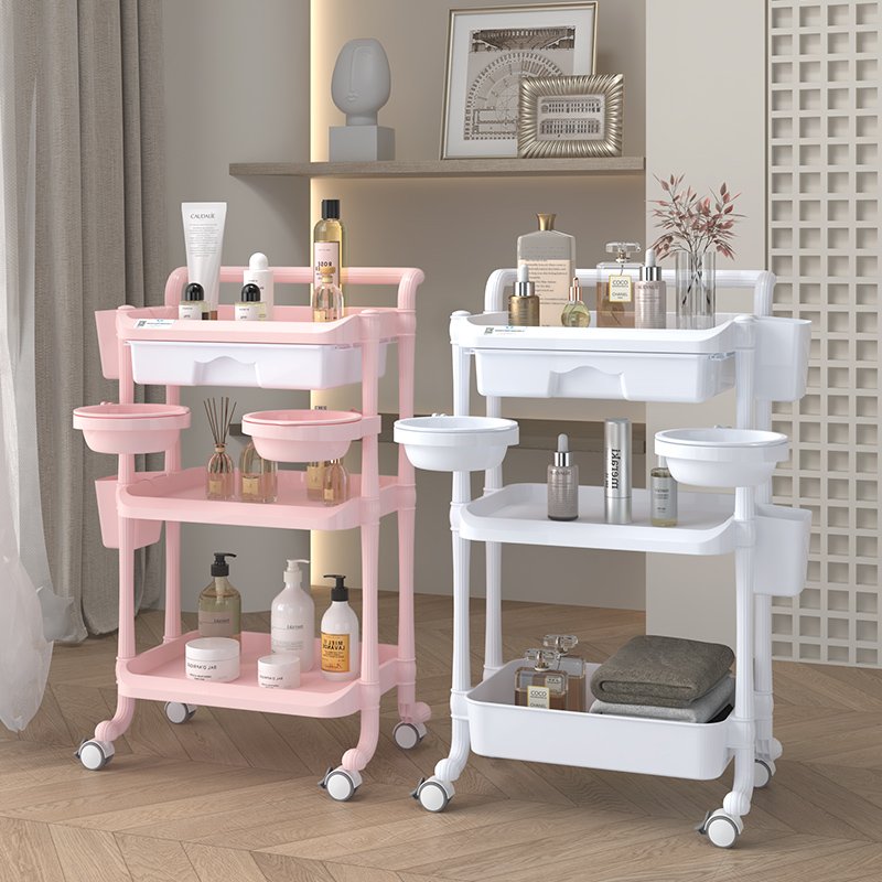 Wholesale Beauty Center Tools Multi-function Storage Large Capacity Storage Stable Support 360 Rotation ABS Beauty Spa Trolley